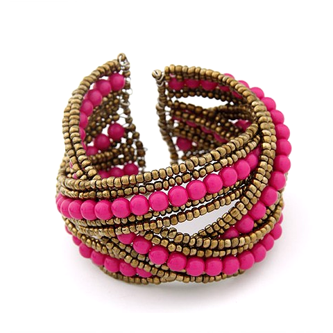 Deep Ocean Pearl Hot Pink Chunky Beaded Bracelet : 2016 Statement Fashion Jewelry